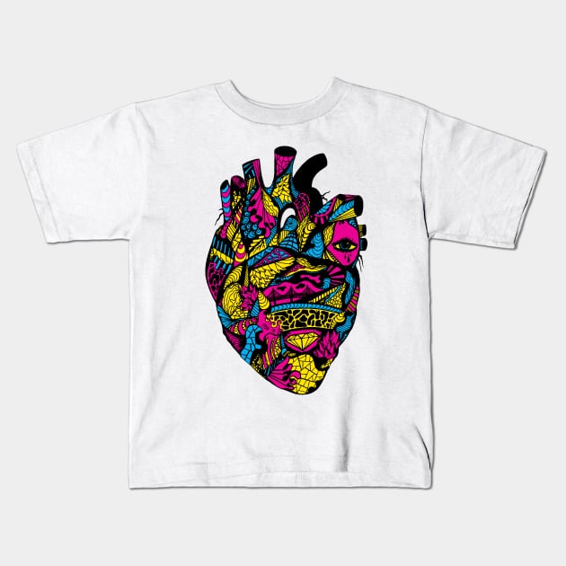 CMYK Transparent Heart Kids T-Shirt by kenallouis